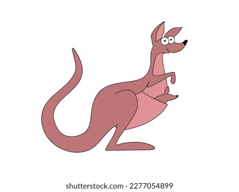 Ilustración vectorial. Imagen de un canguro con ojos grandes en tonos desnudos