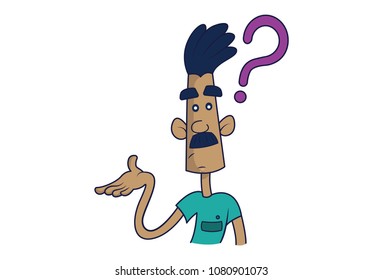 
Vector illustration of cartoon Indian man confused. Isolated on white background

