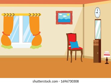 Dibujo vectorial de una caricatura en el interior de una casa