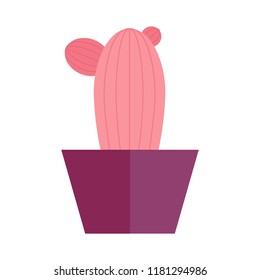 Vector illustration with cartoon isolated cactus icon. house plant in flowerpot, home interior background. Desert mexican succulent. Home flowers cartoon indoor object on white background