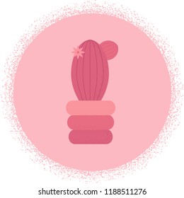 Vector illustration with cartoon isolated cactus icon. house plant in flowerpot, home interior background. Desert mexican succulent. Home flowers cartoon indoor object on white background
