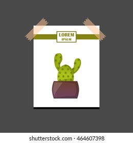 Vector illustration with cartoon isolated cactus icon. Vector house plant in flowerpot, home interior design. Desert mexican green succulent. Home flowers cartoon indoor objects. Travel to Mexico icon