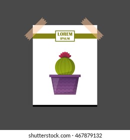 Vector illustration with cartoon isolated cactus icon. Vector house plant in flowerpot, home interior design. Desert mexican green succulent. Home flowers cartoon indoor objects. Travel to Mexico icon