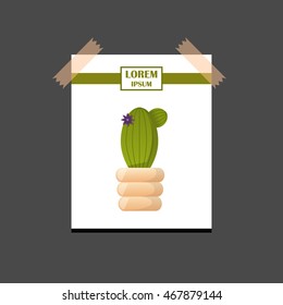 Vector illustration with cartoon isolated cactus icon. Vector house plant in flowerpot, home interior design. Desert mexican green succulent. Home flowers cartoon indoor objects. Travel to Mexico icon