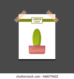 Vector illustration with cartoon isolated cactus icon. 