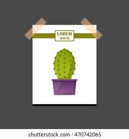 Vector illustration with cartoon isolated cactus icon. Vector house plant in flowerpot, home interior design. Desert mexican green succulent. Home flowers cartoon indoor objects.