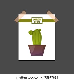 Vector illustration with cartoon isolated cactus icon. Vector house plant in flowerpot, home interior design. Desert mexican green succulent. Home flowers cartoon indoor objects. Travel to Mexico icon