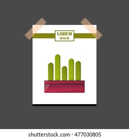 Vector illustration with cartoon isolated cactus icon. 