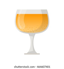 Vector illustration with cartoon isolated glass of orange juice. Fruit, vegetable drink, beverage icon. Vector juice isolated icon on white background. Summer healthy breakfast drink