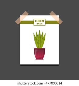 Vector illustration with cartoon isolated houseplant icon. Vector plant in flowerpot, home interior design. Green succulent