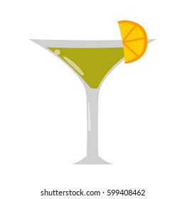Vector illustration with cartoon isolated mexican alcohol drink - margarita with lime or lemon. Cocktail icon. Tropical cold alcoholic beverage isolated on white background