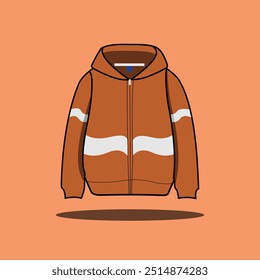 A vector illustration of a cartoon jacket with a zipper, neatly isolated on a plain background. Ideal for fashion, clothing, or winter-themed designs. Clean, detailed, and versatile artwork.