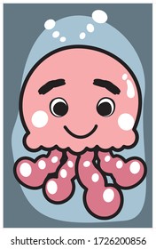 Ilustración Vectorial De Las Jellyfish De Caricatura