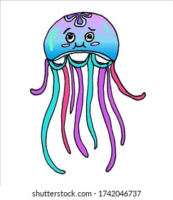 Vector illustration of cartoon jellyfish