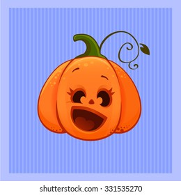 vector illustration of a cartoon joy cute Halloween pumpkin