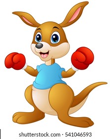 Vector illustration of Cartoon kangaroo boxing