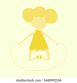 Vector Illustration Of Cartoon Kid Skipping Rope