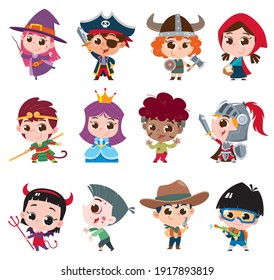 Vector illustration of Cartoon kids character. Kids collection