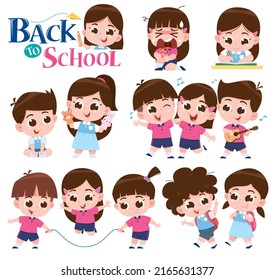 Vector illustration of Cartoon kids character. Kids collection. Back to shool