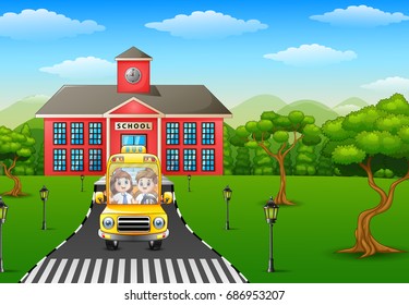 Vector illustration of Cartoon kids are going to home