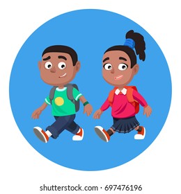 Vector illustration of Cartoon Kids Going to School. Set #1