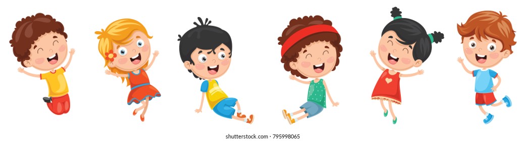 Ilustración vectorial de los niños dibujantes