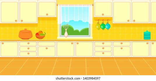 vector illustration of cartoon kitchen 