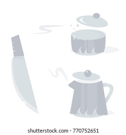 Vector illustration of Cartoon kitchen tools. Objects isolated on white background.