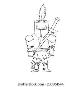 Vector Illustration of Cartoon knight. Vector Illustration Isolated On White. Vector Illustration of Cartoon  knight