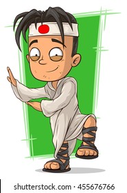 A vector illustration of cartoon kung fu boy in white kimono