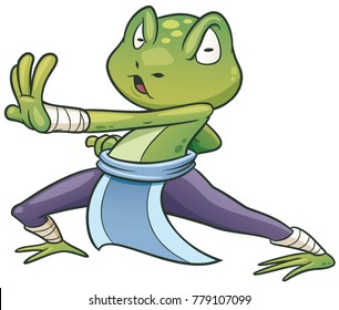 Vector Illustration Cartoon Kung Fu Frog Stock Vector (Royalty Free ...