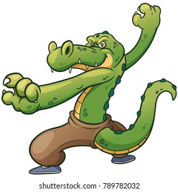 Vector illustration of Cartoon Kung fu Crocodile