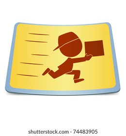 Vector illustration. Cartoon label fast delivery badge