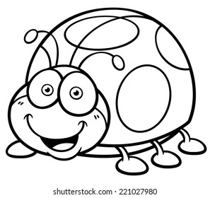 Vector illustration of cartoon Lady bug - Coloring book