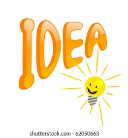 Vector illustration of cartoon lamp with Idea title
