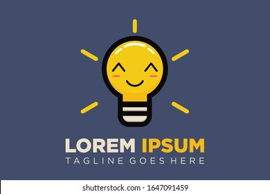Vektorillustration-Illustration einer Cartoon-Lampe mit verschiedenen lustigen Ausdrücken