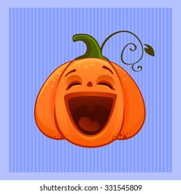 vector illustration of a cartoon laughing cute Halloween pumpkin