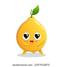 Ilustración del vector
limón de dibujos animados con ojos en forma de corazón. El carácter lindo se enamora