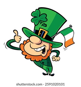 Vector illustration of cartoon leprechaun
