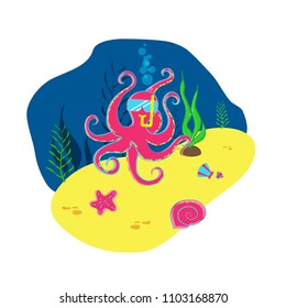 Vector Illustration Cartoon Life Under Water Stock Vector (Royalty Free ...