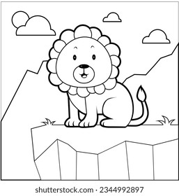 Ilustración vectorial dibujos animados de color de león aislados en fondo blanco