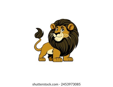 Vector illustration of a cartoon lion cub on a white background