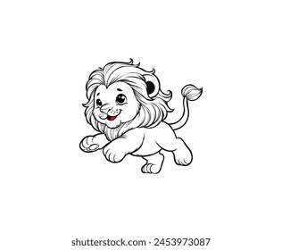 Vector illustration of a cartoon lion cub on a white background