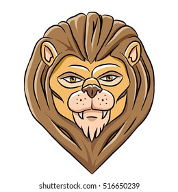 Vector Illustration of a Cartoon Lion Head isolated on a white background