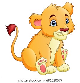 Vector illustration of Cartoon lion isolated on white background