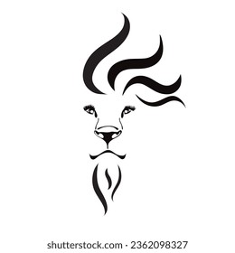 Vector illustration of cartoon lion on white background. Symbol of wild animal.