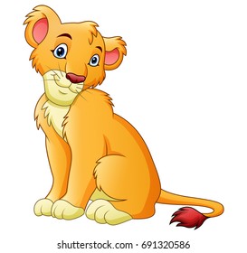 Vector illustration of Cartoon lioness isolated on white background