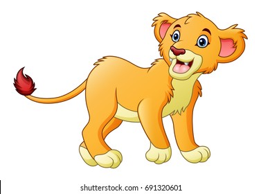 Vector illustration of Cartoon lioness isolated on white background