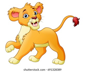 Vector illustration of Cartoon lioness isolated on white background