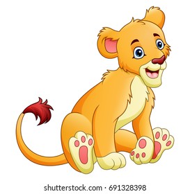 Vector illustration of Cartoon lioness isolated on white background
